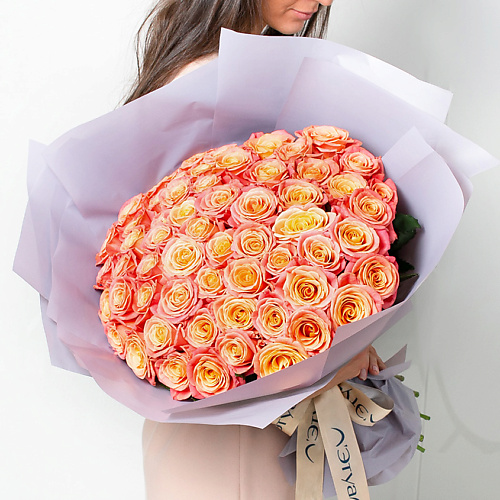 Букет живых цветов ЛЭТУАЛЬ FLOWERS Букет из персиковых роз 41 шт.(40 см)
