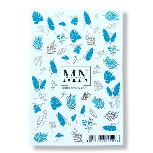 MIW NAILS Слайдер дизайн комбинированный с фольгой листочки fashion nails слайдер дизайн для ногтей аэрография ные розы