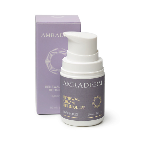 Крем для лица AMRADERM Крем омолаживающий для лица с ретинолом Renewal Cream Retinol 4% крем дневной для лица spf20 amraderm pr cream peptides vitamin c 50 мл