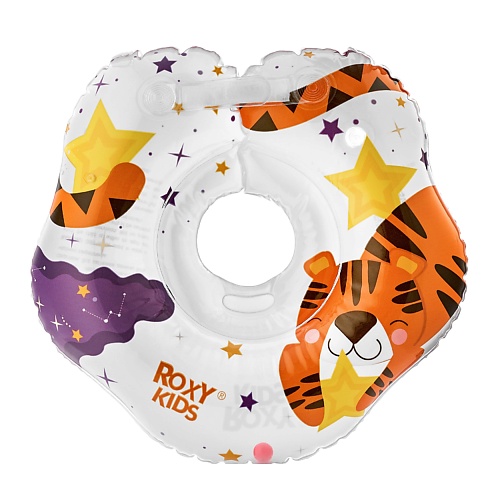 ROXY KIDS Надувной круг на шею для купания малышей Tiger Star круг надувной для плавания 55 см детский фиксики