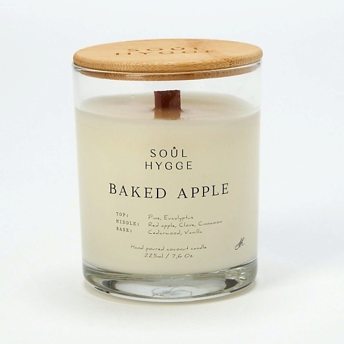 цена Свеча SOUL HYGGE Ароматическая свеча BAKED APPLE с деревянным фитилем