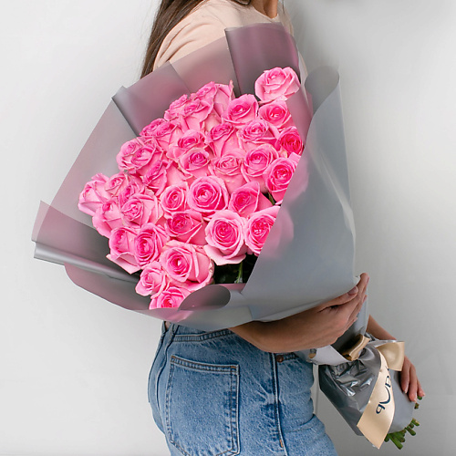 ЛЭТУАЛЬ FLOWERS Букет из розовых роз 35 шт. (40 см) лэтуаль flowers букет из розовых тюльпанов и гипсофилы