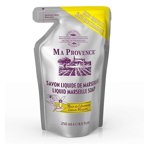 MA PROVENCE Жидкое мыло Марсельское цветок Лимона сменный наполнитель 250 ma provence жидкое мыло марсельское ок миндаля сменный наполнитель 250