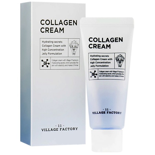 VILLAGE 11 FACTORY Крем для лица увлажняющий с коллагеном Collagen Cream 20 nextbeau омолаживающий отшелушивающий гель с гидролизованным коллагеном 100