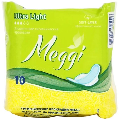 Средства для гигиены MEGGI Гигиенические прокладки на критические дни MEGGI Ultra Light 10