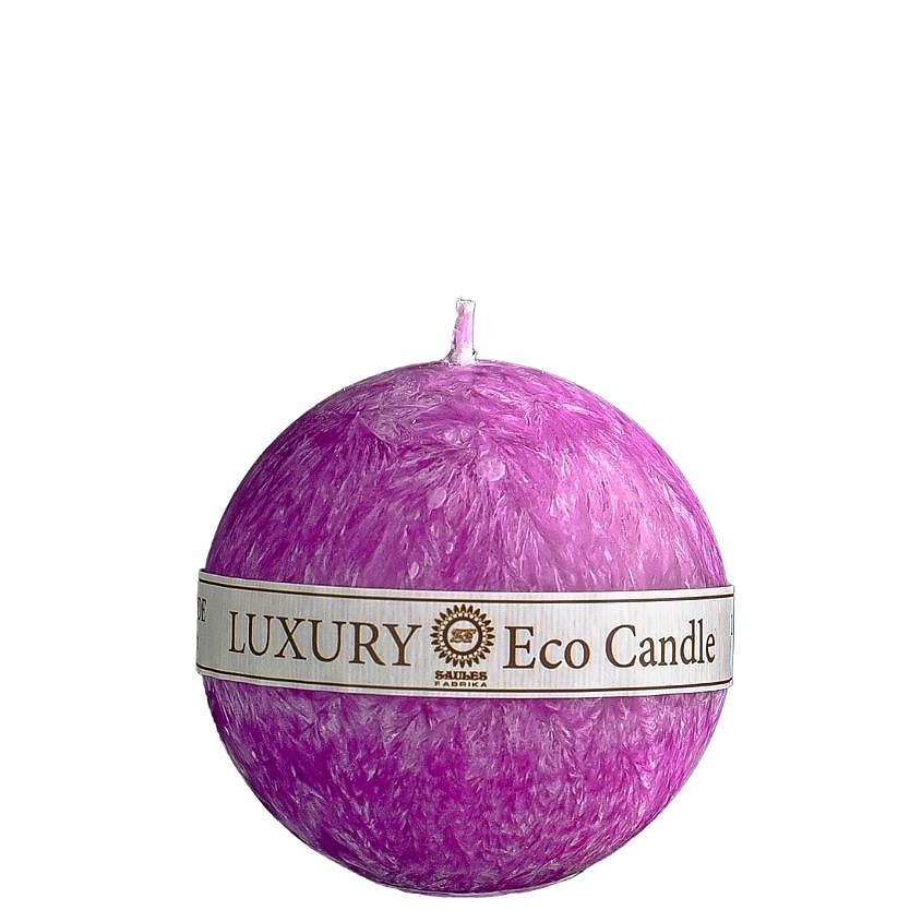 Изображение товара Декоративная свеча Шар Фуксия из натурального пальмового воска в стиле мрамор