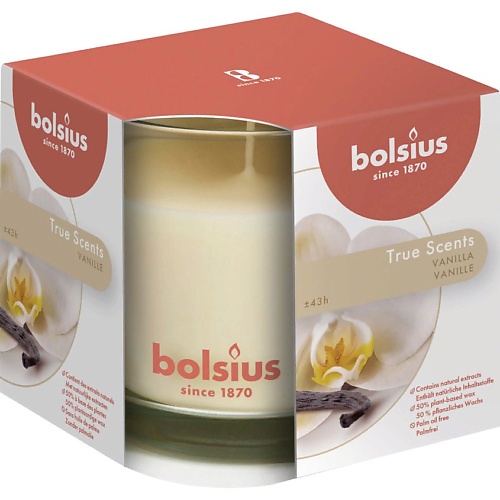BOLSIUS Свеча в стекле арома True scents ваниль 679 bolsius свечи чайные арома bolsius true scents манго 245