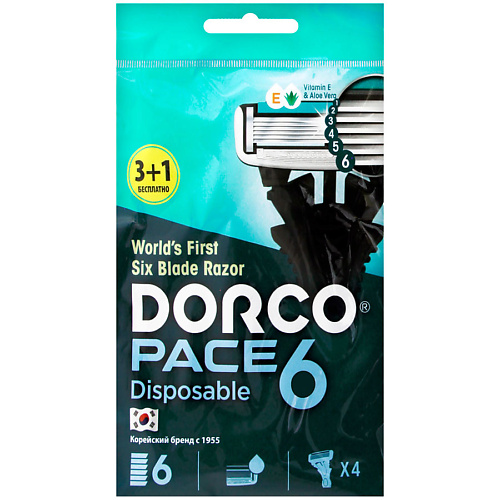 станок для бритья dorco бритвы одноразовые td708 2 лезвийные Станок для бритья DORCO Бритвы одноразовые PACE6, 6-лезвийные