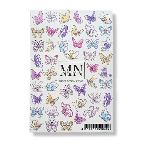 MIW NAILS Слайдер дизайн для маникюра бабочки splash набор аквагрим карандаши бабочки