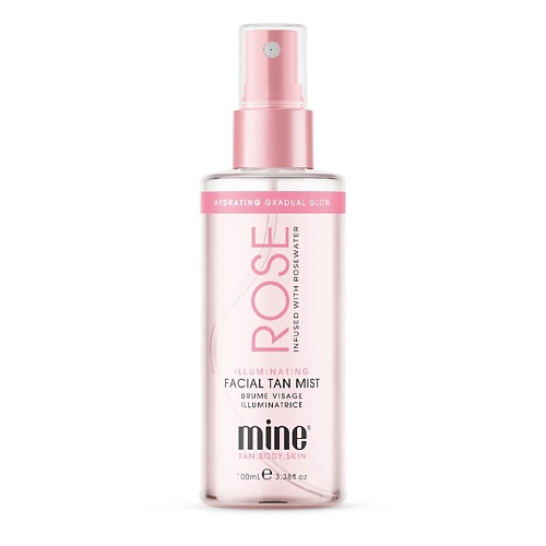 Средства для автозагара MINETAN Спрей–мист с успокаивающей розовой водой Rose Water Illuminating Facial Tan Mist