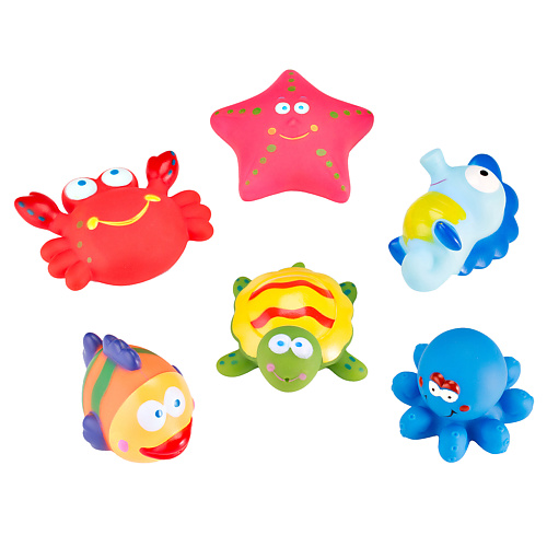 Мягкая игрушка ROXY KIDS Набор игрушек для ванной Морские обитатели игрушки резиновые для ванны морские обитатели набор 8 шт