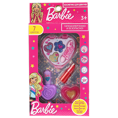 Подарки для неё МИЛАЯ ЛЕДИ Набор: тени, помада, блеск для губ, лак для ногтей Barbie