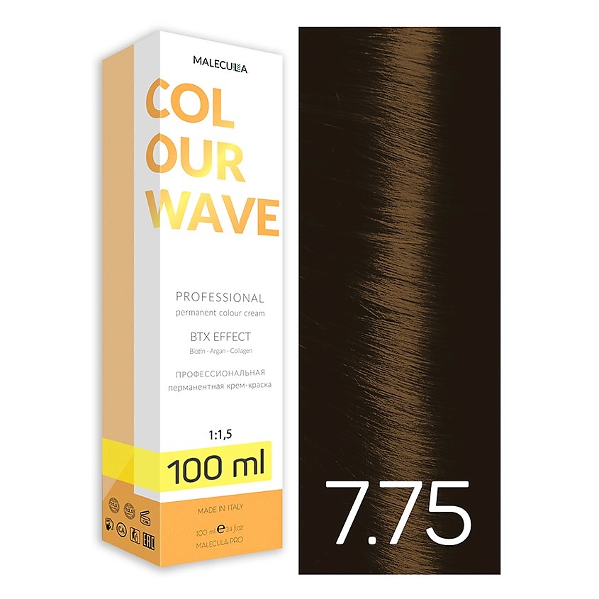 

MALECULA Профессиональная перманентная крем-краска Colour Wave 7.75 Какао Блонд