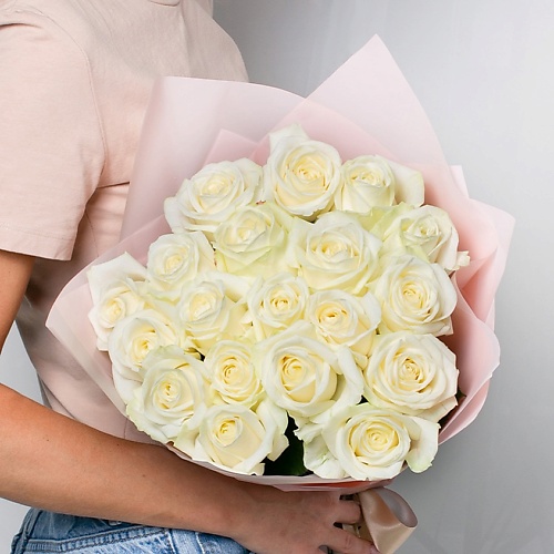 ЛЭТУАЛЬ FLOWERS Букет из белоснежных роз 19 шт. (40 см) пакет крафтовый flowers for you 39 х 30 х 14 см
