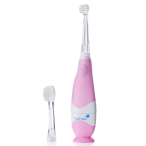 BRUSH-BABY BabySonic звуковая зубная щетка, 0-3 года, розовая brush baby щетка жевательная зубная силиконовая chewable toothbrush