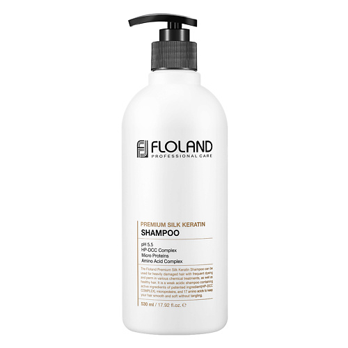 фото Floland шампунь восстанавливающий с кератином и маслами premium silk keratin shampoo
