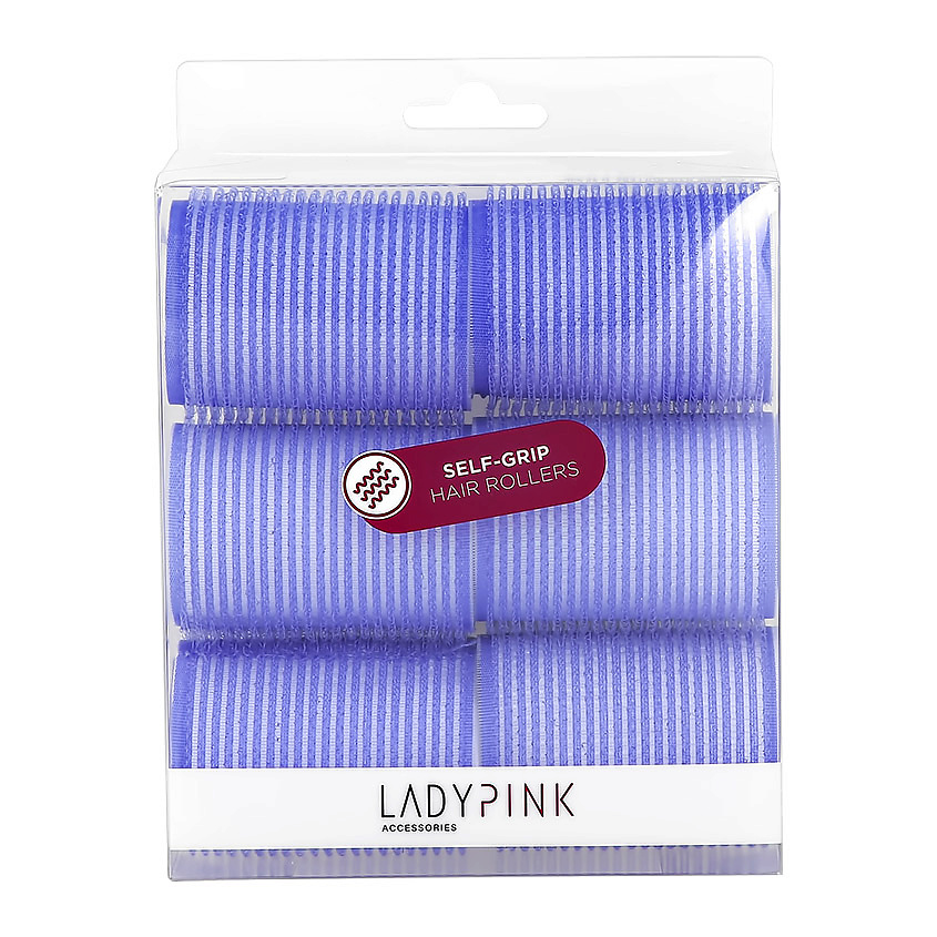 Изображение товара Бигуди-липучки LADY PINK SELF-GRIP 45 мм для укладки волос, фиолетовые, 6 шт.