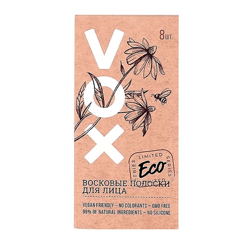 VOX Полоски восковые для лица с экстрактом алоэ вера и аргановым маслом