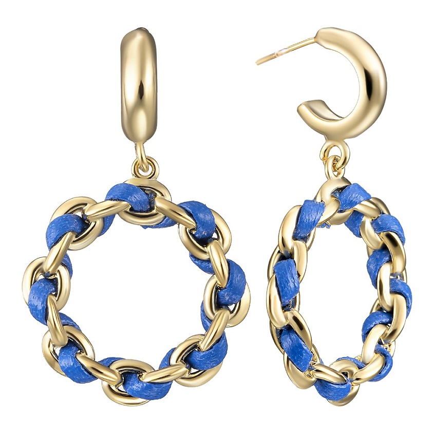 Изображение товара Длинные серьги-пусеты с цепочками и текстильной вставкой UVI JEWELLERY