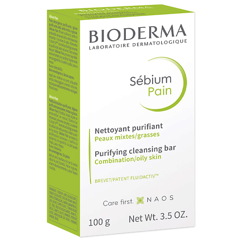 Мыло твердое для умывания BIODERMA Мыло очищающее для жирной и комбинированной кожи лица и тела Sebium