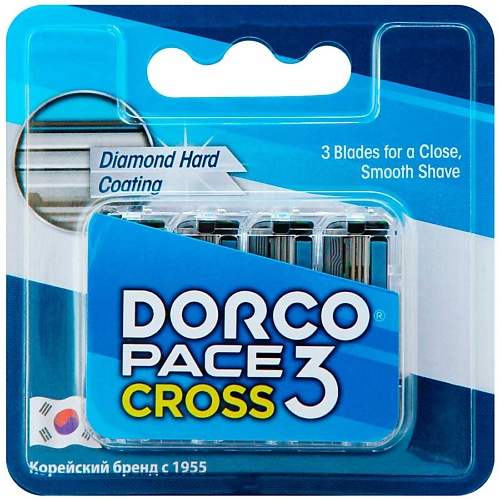 DORCO Сменные кассеты для бритья Pace CROSS3, 3-лезвийные dorco сменные кассеты для бритья pace6 6 лезвийные