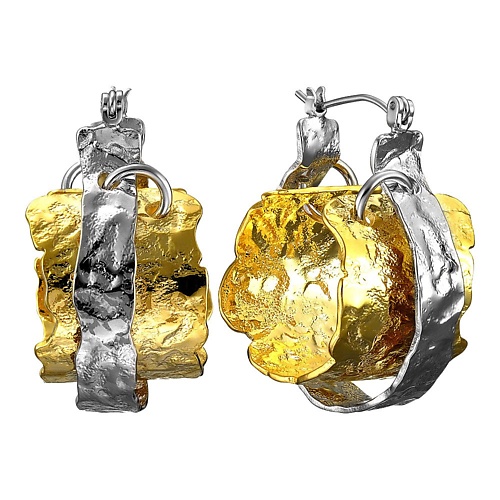 

UVI JEWELLERY Двухцветные серьги из мятого металла, Двухцветные серьги из мятого металла
