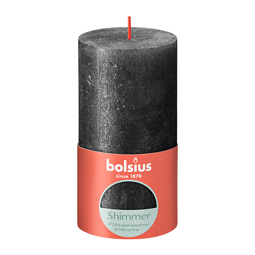 BOLSIUS Свеча рустик Shimmer антрацит 415 bolsius свеча в стекле ароматическая sensilight манго 270