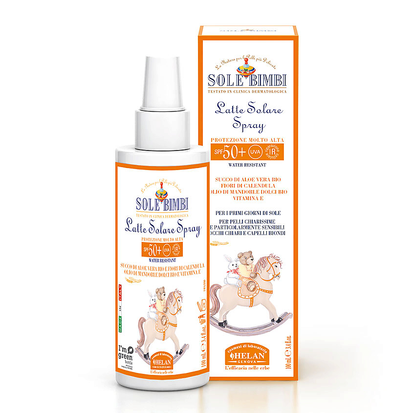 Детское молочко-спрей для защиты от солнца c фактором защиты SPF 50+ Sole Bimbi. 100 МЛ