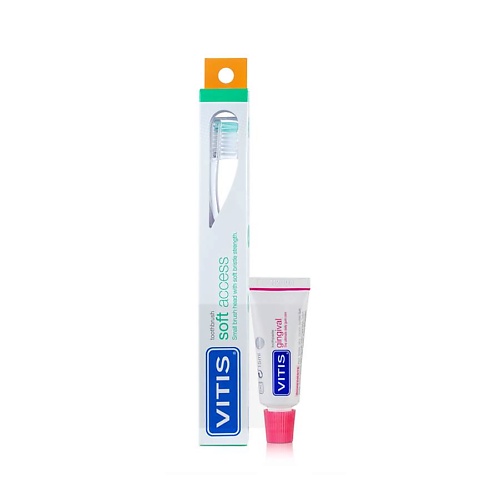 DENTAID DENTAID Зубная Щётка VITIS SOFT ACCESS + Зубная Паста VITIS 1 dentaid зубная паста vitis cpc protect с цетилпиридиния хлоридом 0 14% и фтором 100