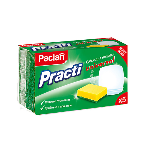 Губка для мытья посуды PACLAN Practi universal Губки для посуды губка меламиновая paclan practi magic 1 шт