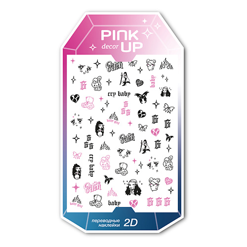 

PINK UP Наклейки для ногтей переводные DECOR 2D, Наклейки для ногтей переводные DECOR 2D