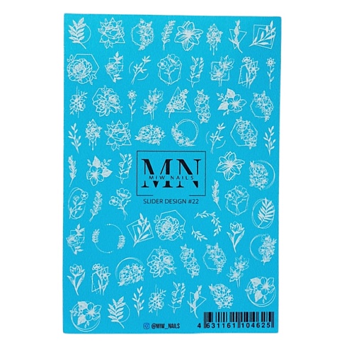 MIW NAILS Слайдер дизайн для маникюра цветы fashion nails слайдер дизайн для ногтей аэрография ные розы