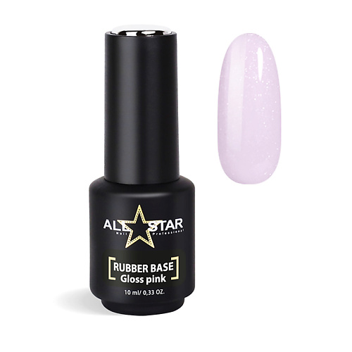 Базовое покрытие для ногтей ALL STAR PROFESSIONAL Каучуковая камуфлирующая база с шиммером, RUBBER BASE Gloss Milk