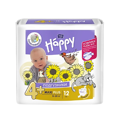 BELLA BABY HAPPY Подгузники для детей Maxi Plus с эластичными боковинками