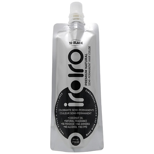 IROIRO Семи-перманентный краситель для волос 10 BLACK Черный  - Купить