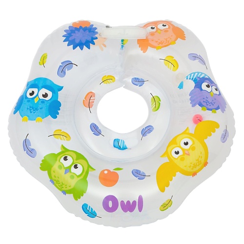 Надувной круг ROXY KIDS Надувной круг на шею для купания малышей Owl коврики для купания roxy kids плюшевый c эффектом памяти лев 60x50 см