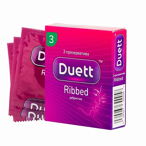 DUETT Презервативы Ribbed с кольцевым рифлением 3 duett презервативы extra strong особо прочные 3