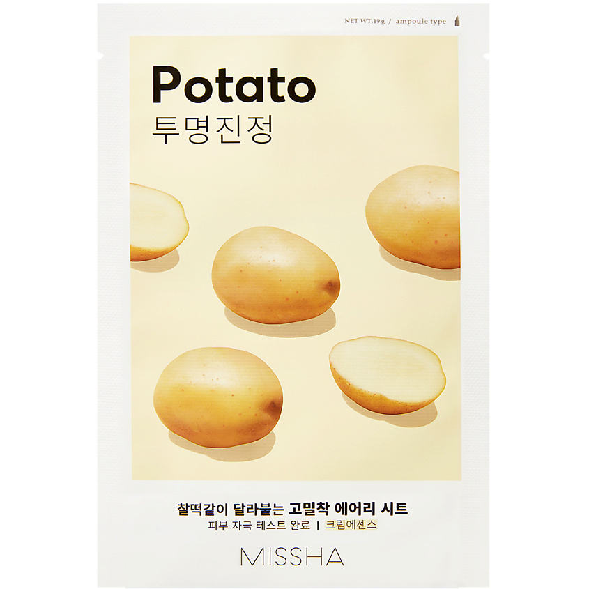 фото Маска для лица airy fit sheet mask potato 19 мл missha