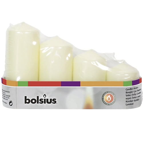 BOLSIUS Свечи столбик Bolsius Classic кремовые свечи для торта с держателями meshu буквы с днем рождения 3 5 см 13 шт блистер