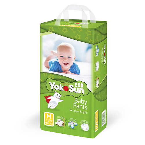 Подгузники YOKOSUN Детские подгузники-трусики линейки Eco размер М 6-10 кг, 48 шт. 0.012