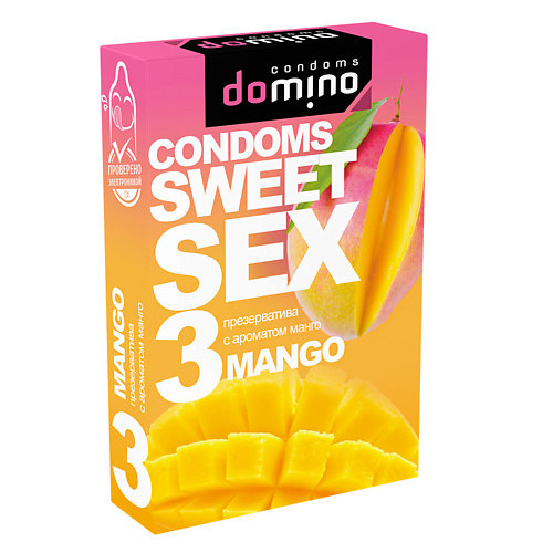 DOMINO CONDOMS Презервативы DOMINO SWEET SEX Mango 3 domino condoms презервативы domino sweet sex tropicana 3