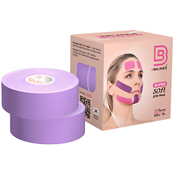 Кинезио тейп для лица Super Soft Tape для чувствительной кожи 2,5 см х 5 м , лавандовый