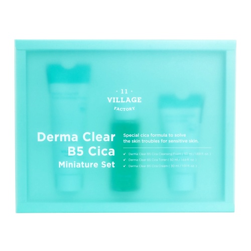 VILLAGE 11 FACTORY Успокаивающий набор для лица с центеллой Derma Clear B5 Cica Miniature Set набор обложек erich krause fizzy clear для тетради и дневника 10 шт