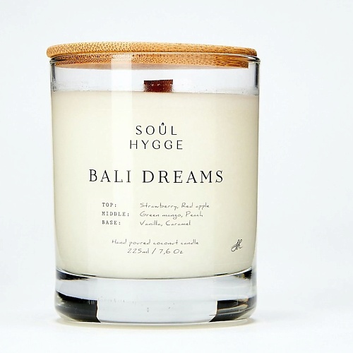 SOUL HYGGE Ароматическая свеча BALI DREAMS с деревянным фитилем 225