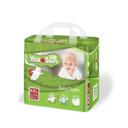 Купить YOKOSUN Детские подгузники-трусики Eco размер XXL (15-23 кг), 32 шт.