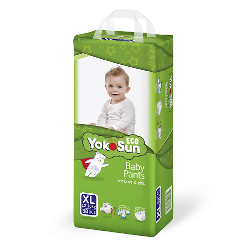 YOKOSUN Детские подгузники-трусики Eco размер XL (12-20 кг), 38 шт. 0.012 yokosun megabox подгузники трусики р р m 6 10 кг 116 шт 0 037