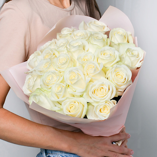 ЛЭТУАЛЬ FLOWERS Букет из белоснежных роз 21 шт.(40 см) лэтуаль flowers букет из желтых тюльпанов 11 шт