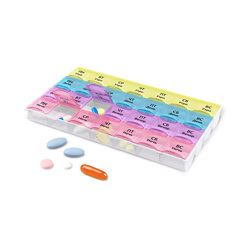 Таблетница DASWERK Таблетница - контейнер для лекарств и витаминов 7 дней/4 приема хранение лекарств ruges таблетница спектр