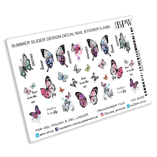 BPW.STYLE Слайдер-дизайн Летние бабочки miw nails слайдеры для ногтей на любой фон разно ные бабочки