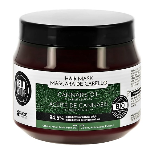 HELLO NATURE Маска для волос CANNABIS OIL с маслом конопли (мягкость и эластичность) 250